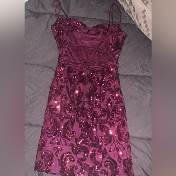 “Marie Cowl Neck Sequin Mini Dress” - Picture 5 of 12